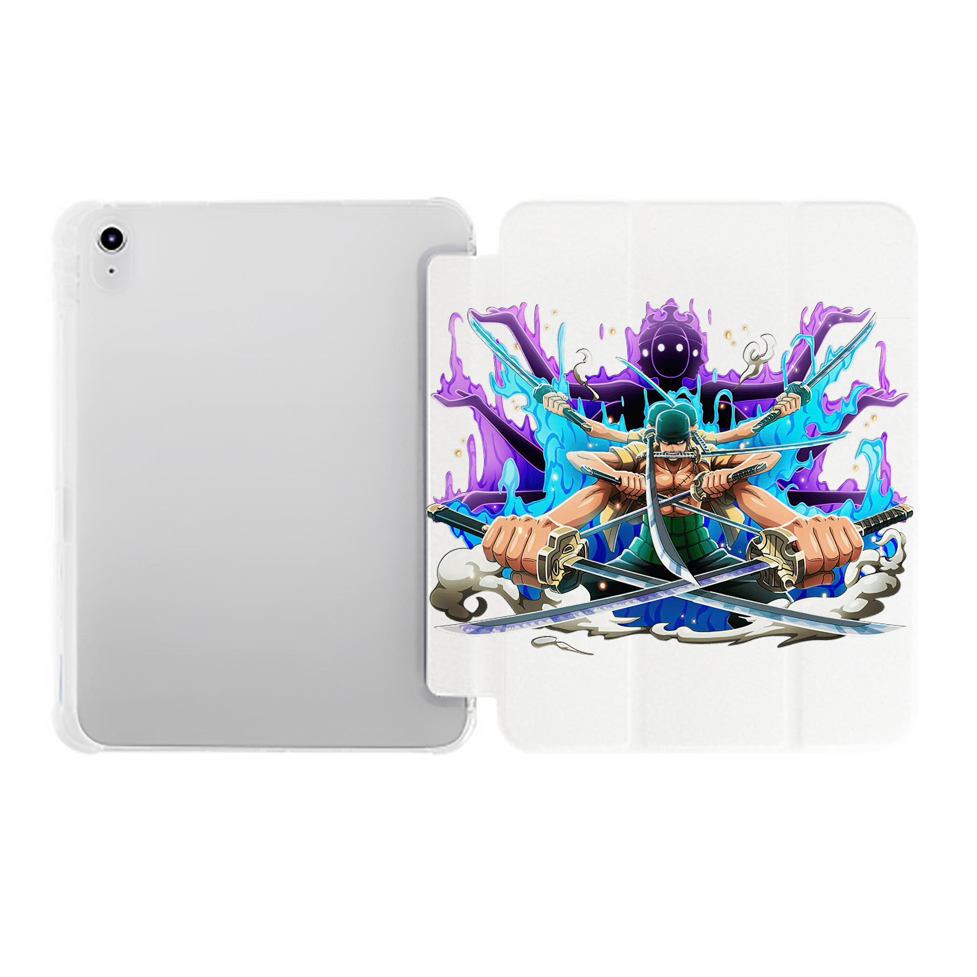 （画像用） ワンピース ロロノア・ゾロ ONE PIECE Roronoa Zoro IPad ケース ペン収納付き 三つ折りスタンド PUレザー×シリコン 対応機種9.5/10.5/10.9インチ